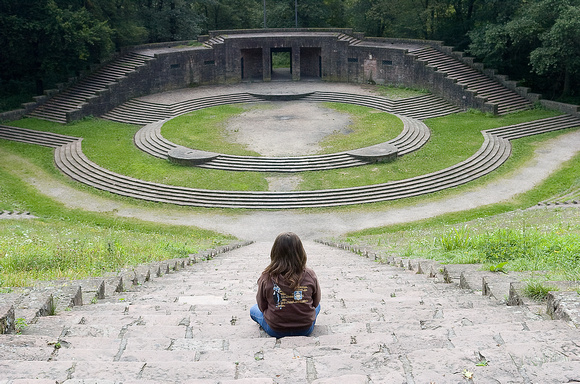 girl on steps in 3rd Reich Amphitheater 1